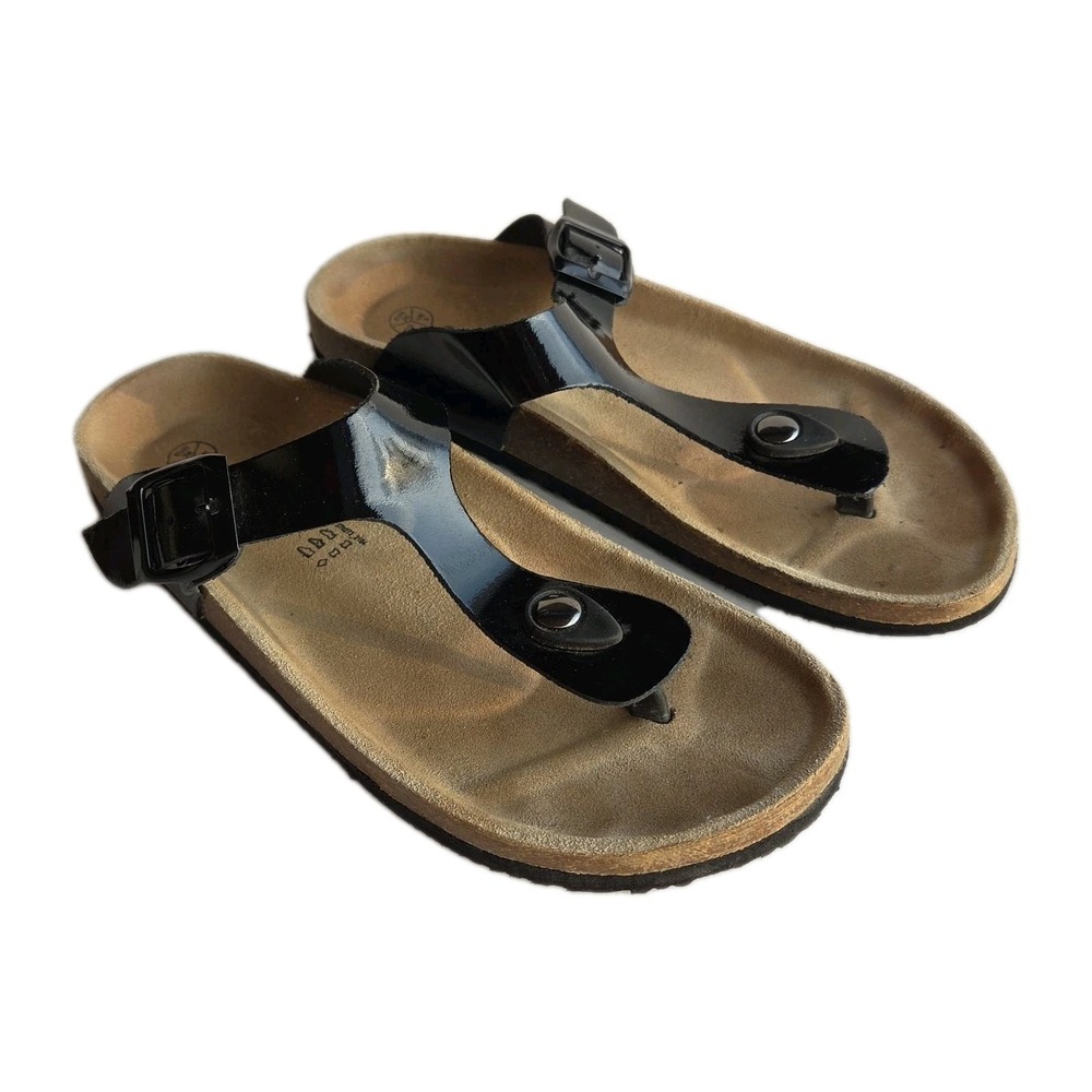 Natural Walk Thong Slides Esmara Black Pantent Black Sandal Comfort Size US 7